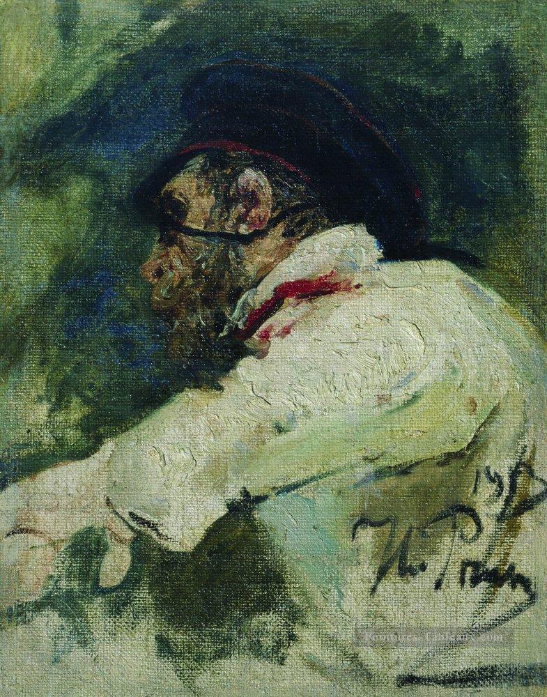 un homme en veste blanche 1913 Ilya Repin Peintures à l'huile